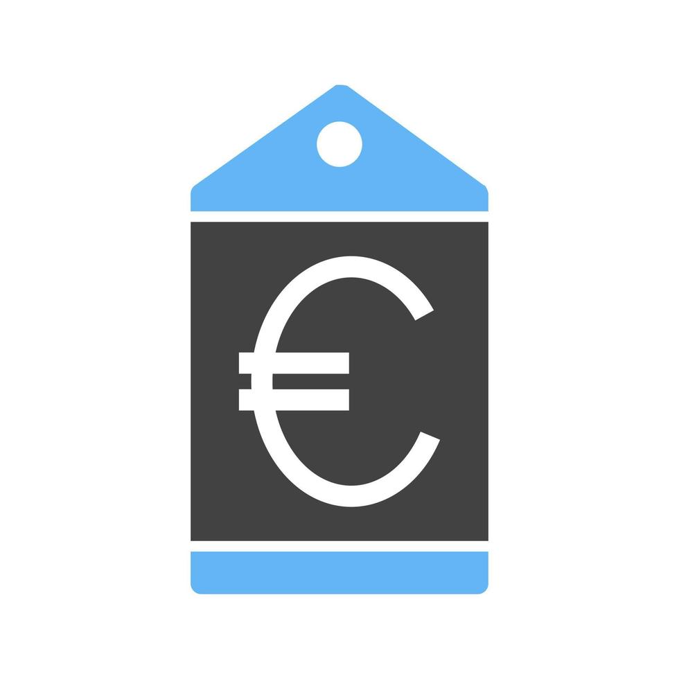 euro tag glifo ícone azul e preto vetor