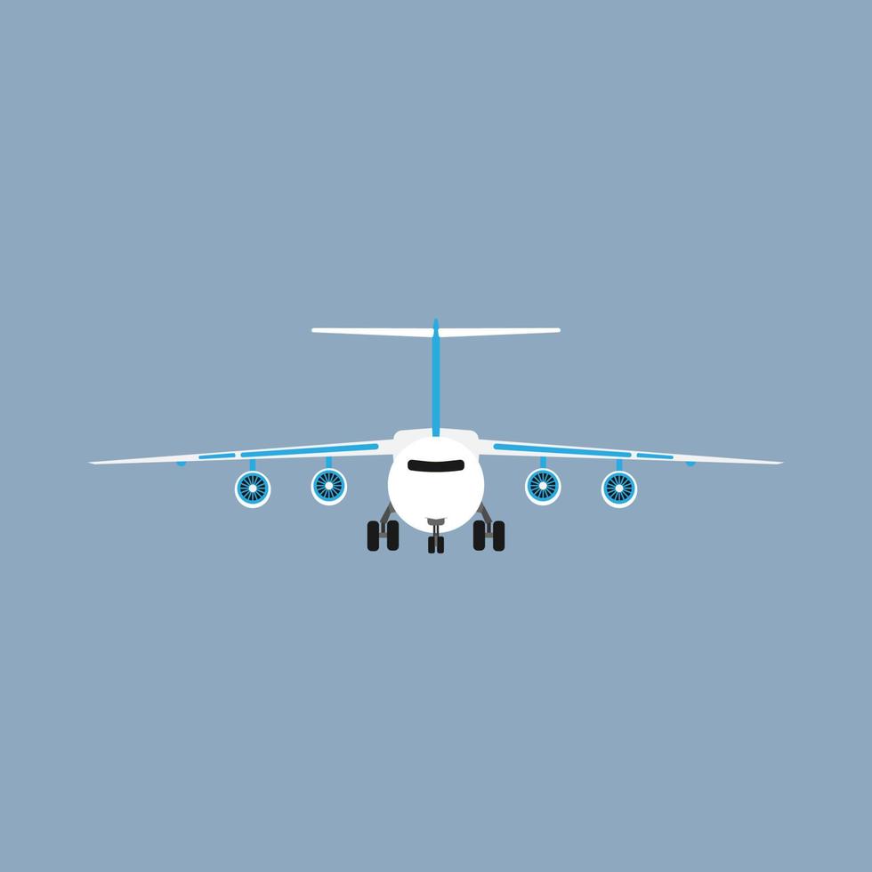avião transporte viagem white plane front view. viagens turísticas airbus vector plana