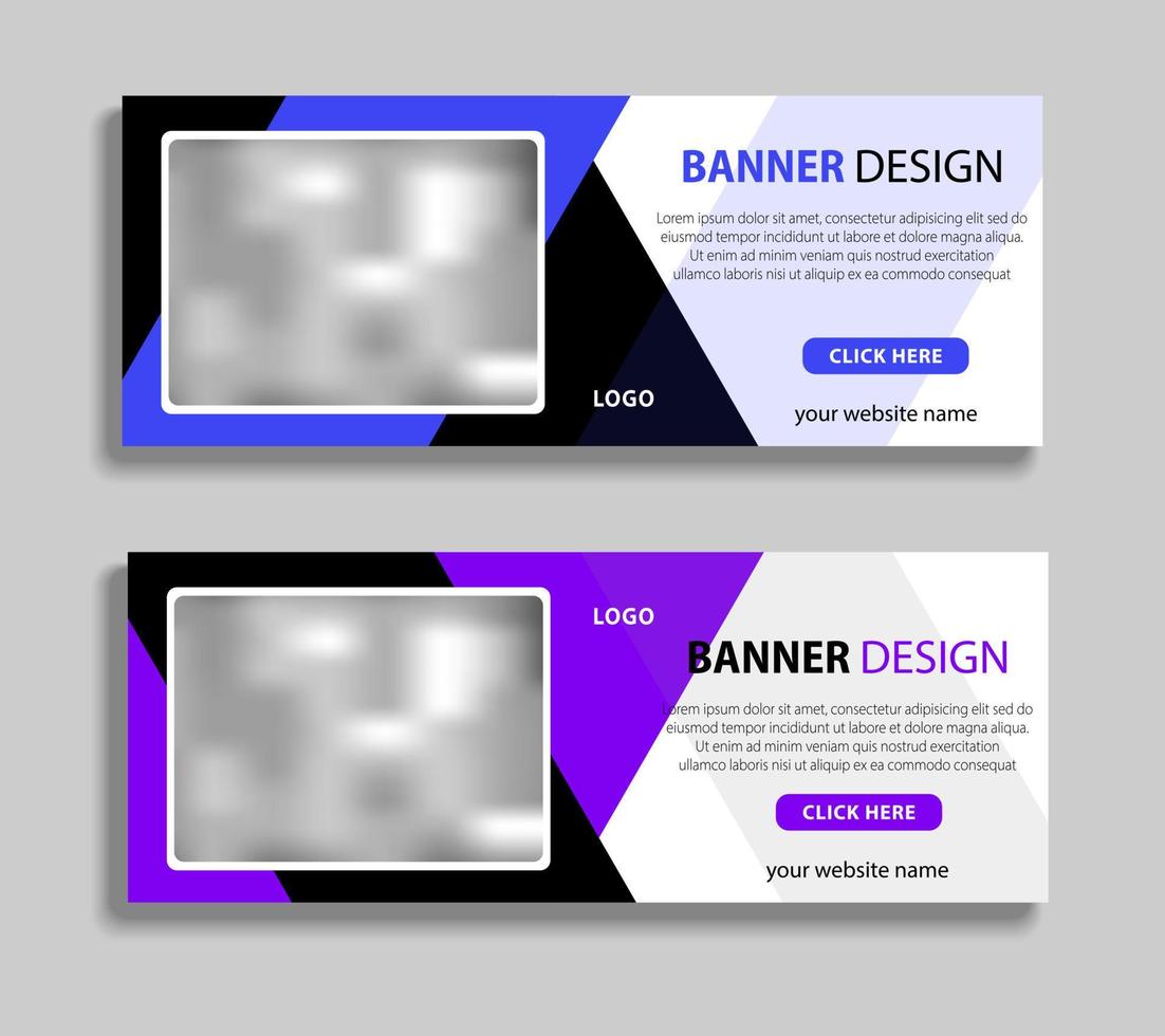 design de modelo de banner web abstrato. banner horizontal com lugar para fotos. design de layout de capa de negócios vetor