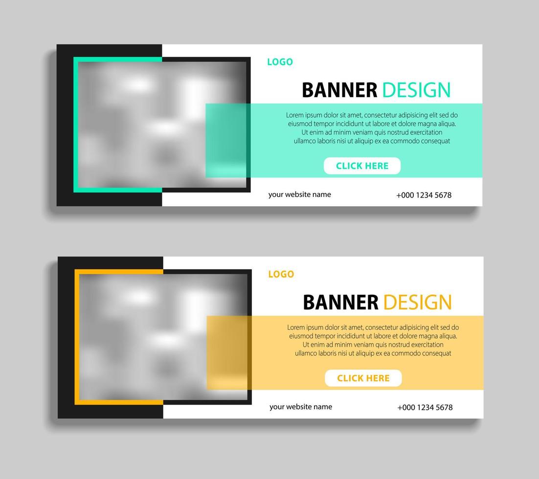 design de modelo de banner de negócios moderno. design de banner web horizontal com lugar para imagens. pode ser usado para banner, publicidade, cabeçalho, capas, flyer vetor