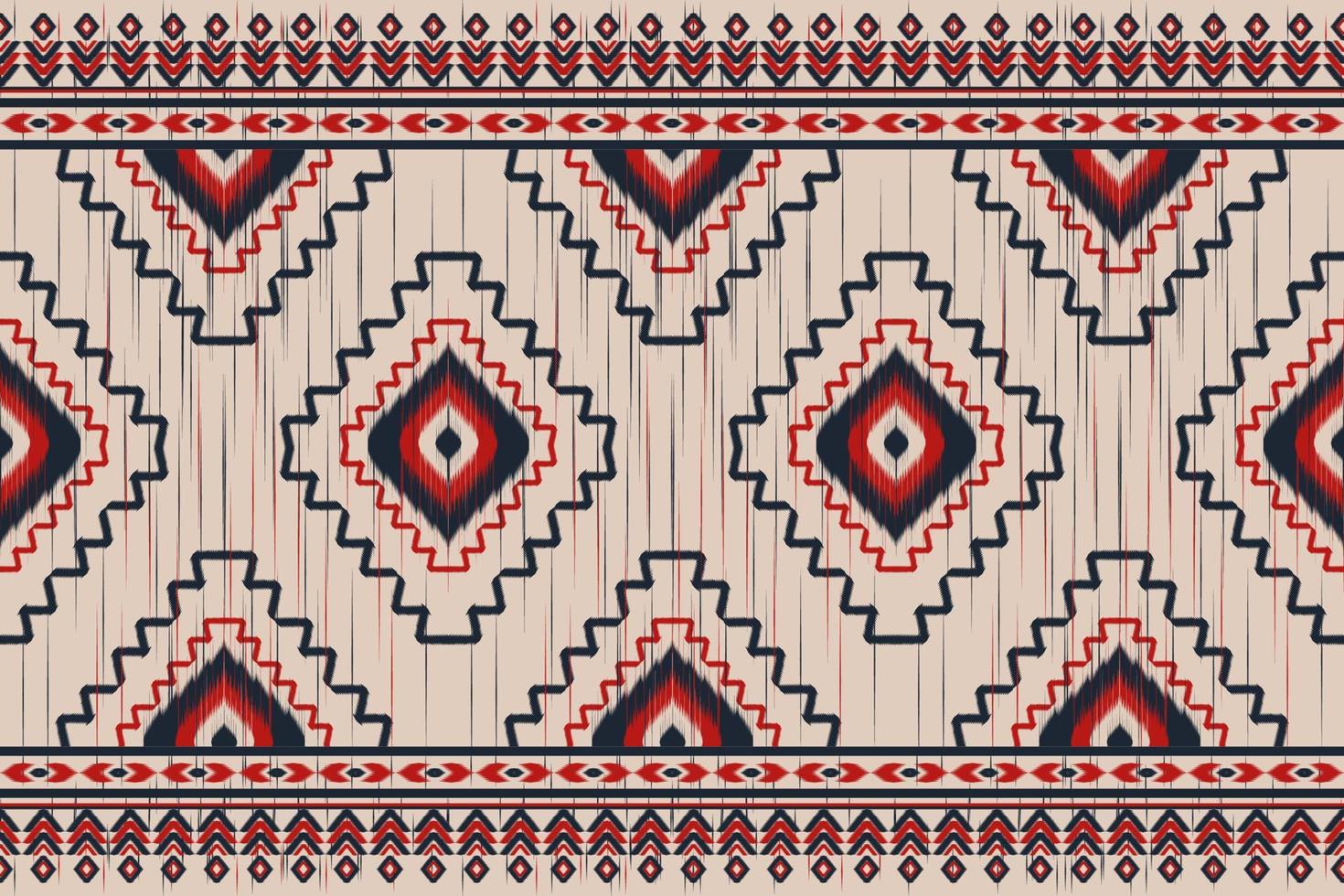 arte padrão de tapete ikat. sem costura padrão étnico em tribal. estilo americano, mexicano. design para plano de fundo, papel de parede, ilustração vetorial, tecido, vestuário, tapete, têxtil, batik, bordado. vetor