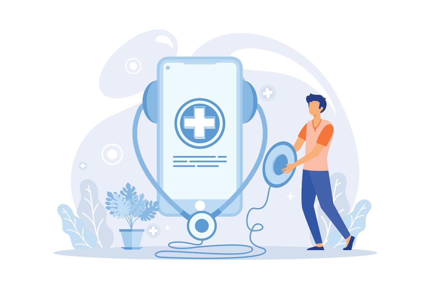 consulta médica on-line com conceito de ilustração de aplicativo para smartphone móvel vetor