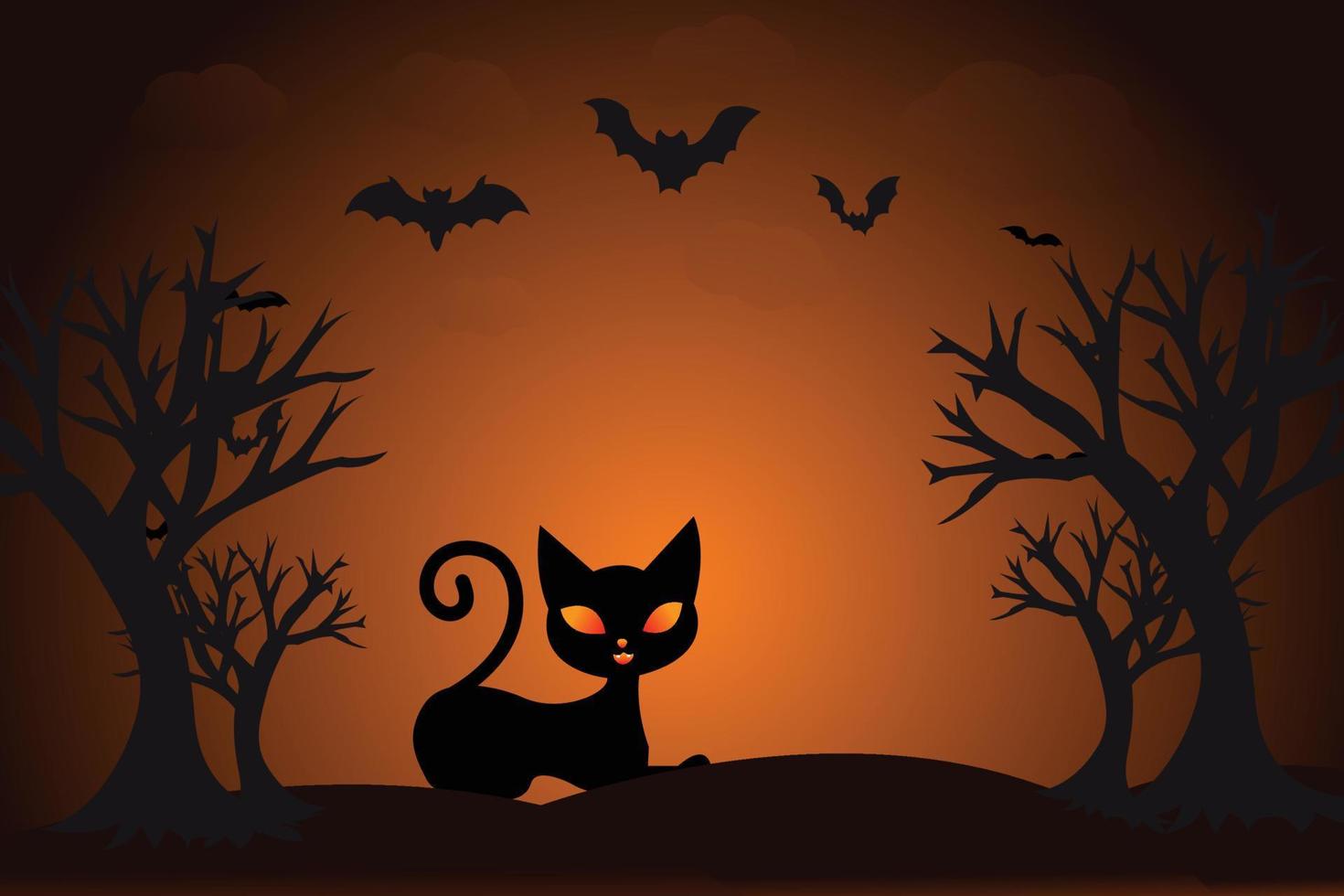 design de fundo de halloween com gato preto vetor