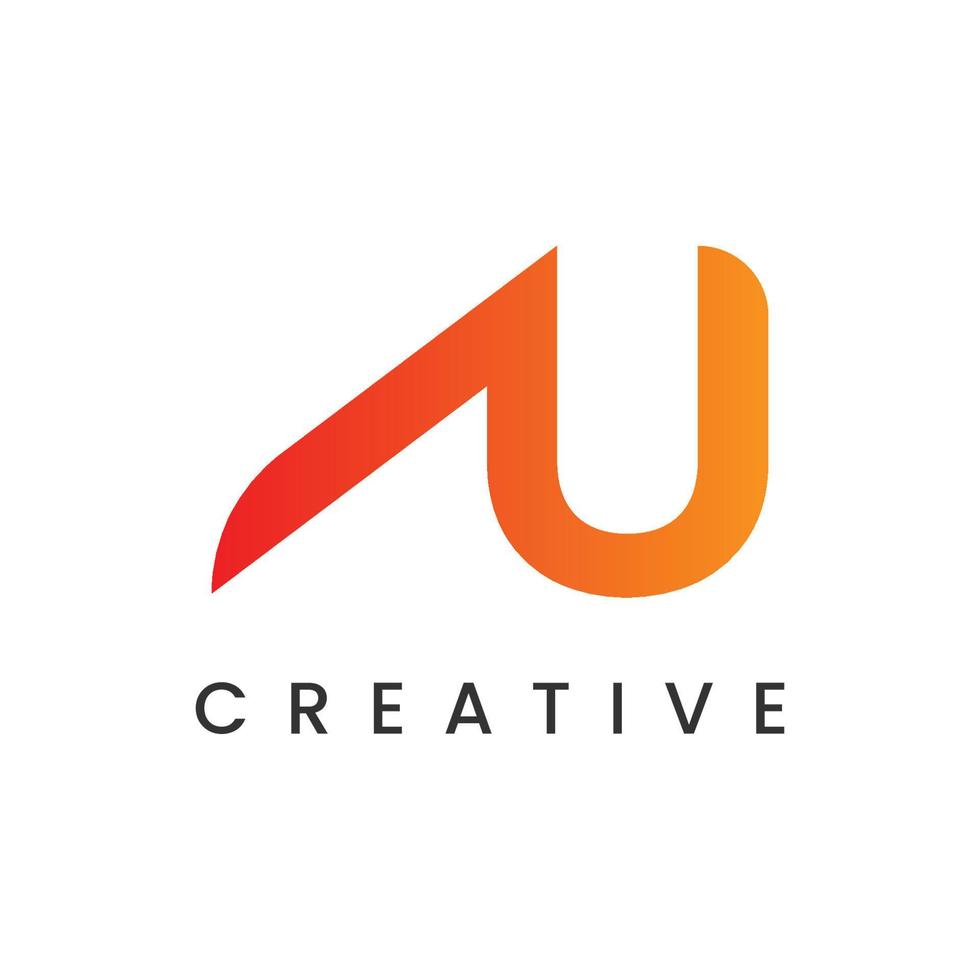 design de logotipo de letra inicial criativa gradiente moderno a e u vetor