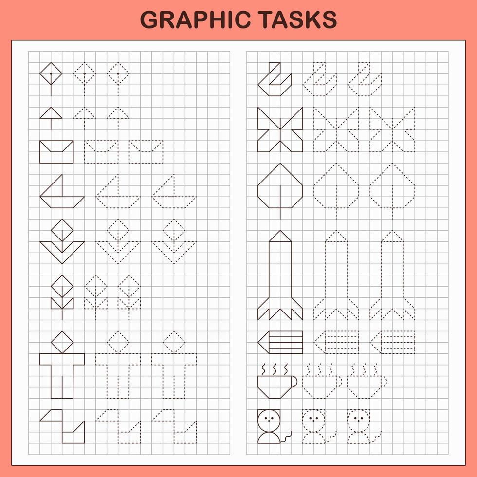 tarefas gráficas por células. jogos educativos para crianças vetor
