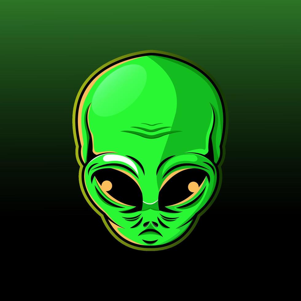 ilustração de logotipo de mascote de cabeça alienígena vetor