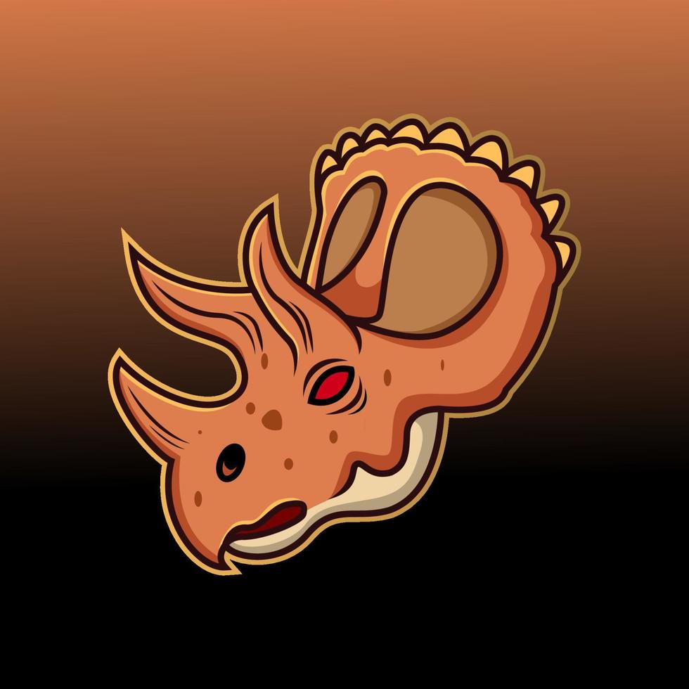 triceratops cabeça mascote logotipo desain vetor