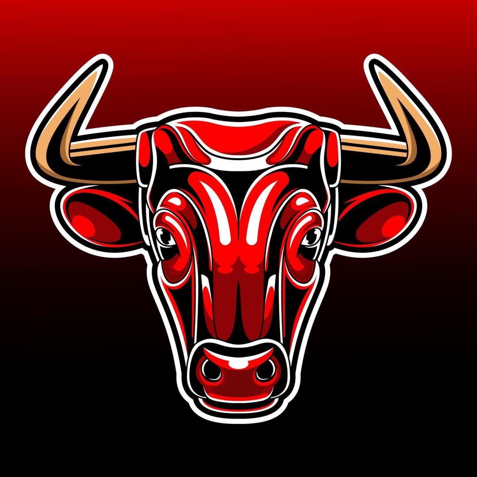 design de logotipo de mascote de cabeça de touro vetor