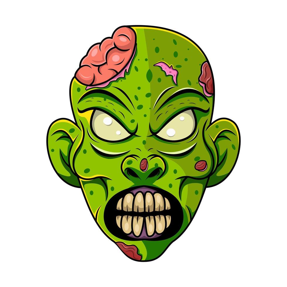 design de logotipo de mascote de cabeça de zumbi vetor