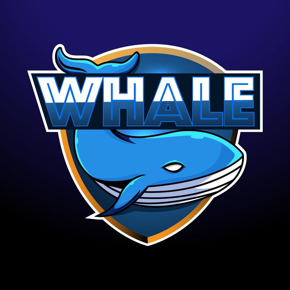 design do logotipo do mascote do baleia esport vetor