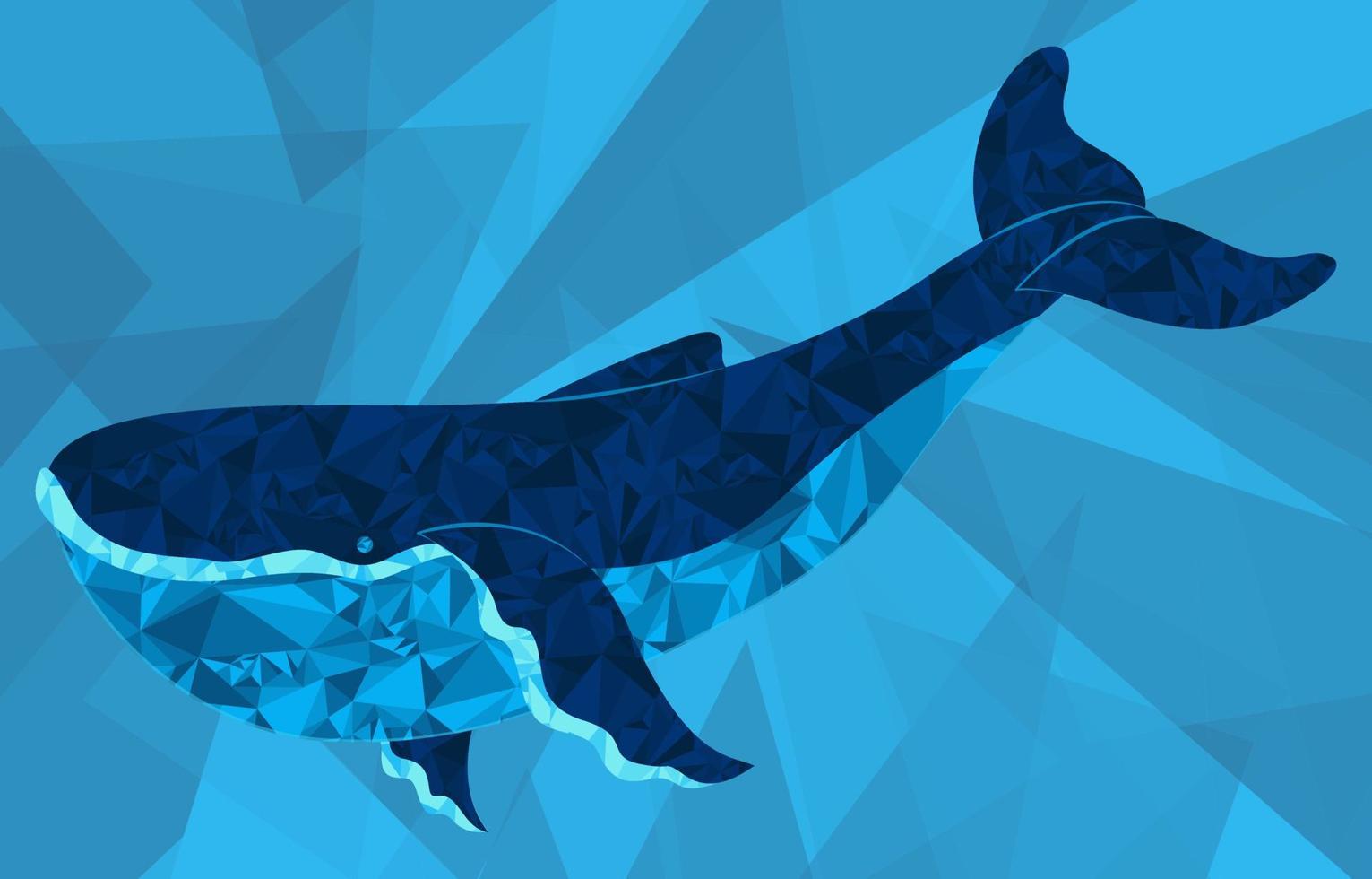 uma linda baleia azul feita de formas geométricas em um fundo geométrico. ilustração elegante de formas geométricas simples. ilustração vetorial vetor