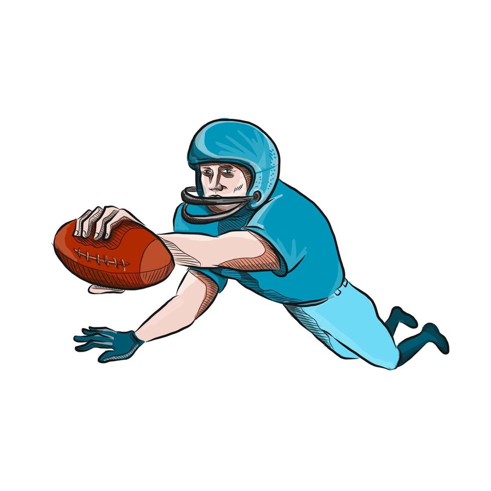 desenho de touchdown de jogador de futebol americano vetor