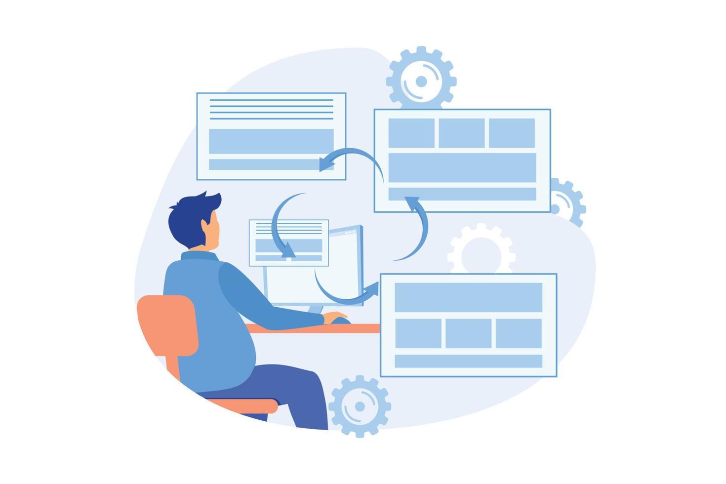 copiar texto da web de otimização, algoritmo de otimização de cópia de sombra, negócios online, aumentar o tráfego, palavras-chave de destino, ilustração moderna de design plano de método de escrita seo vetor