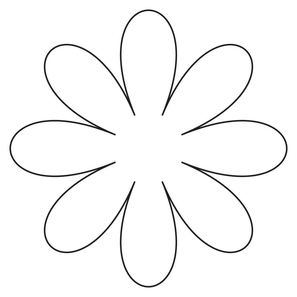 ilustração de flor com contorno de oito pétalas preto sobre fundo branco vetor