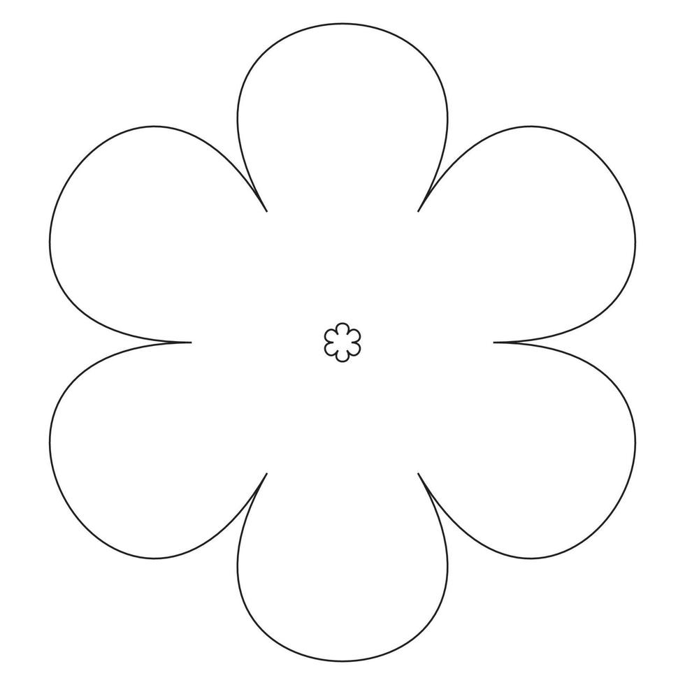 ilustração de uma flor com seis pétalas em preto sobre um fundo branco vetor
