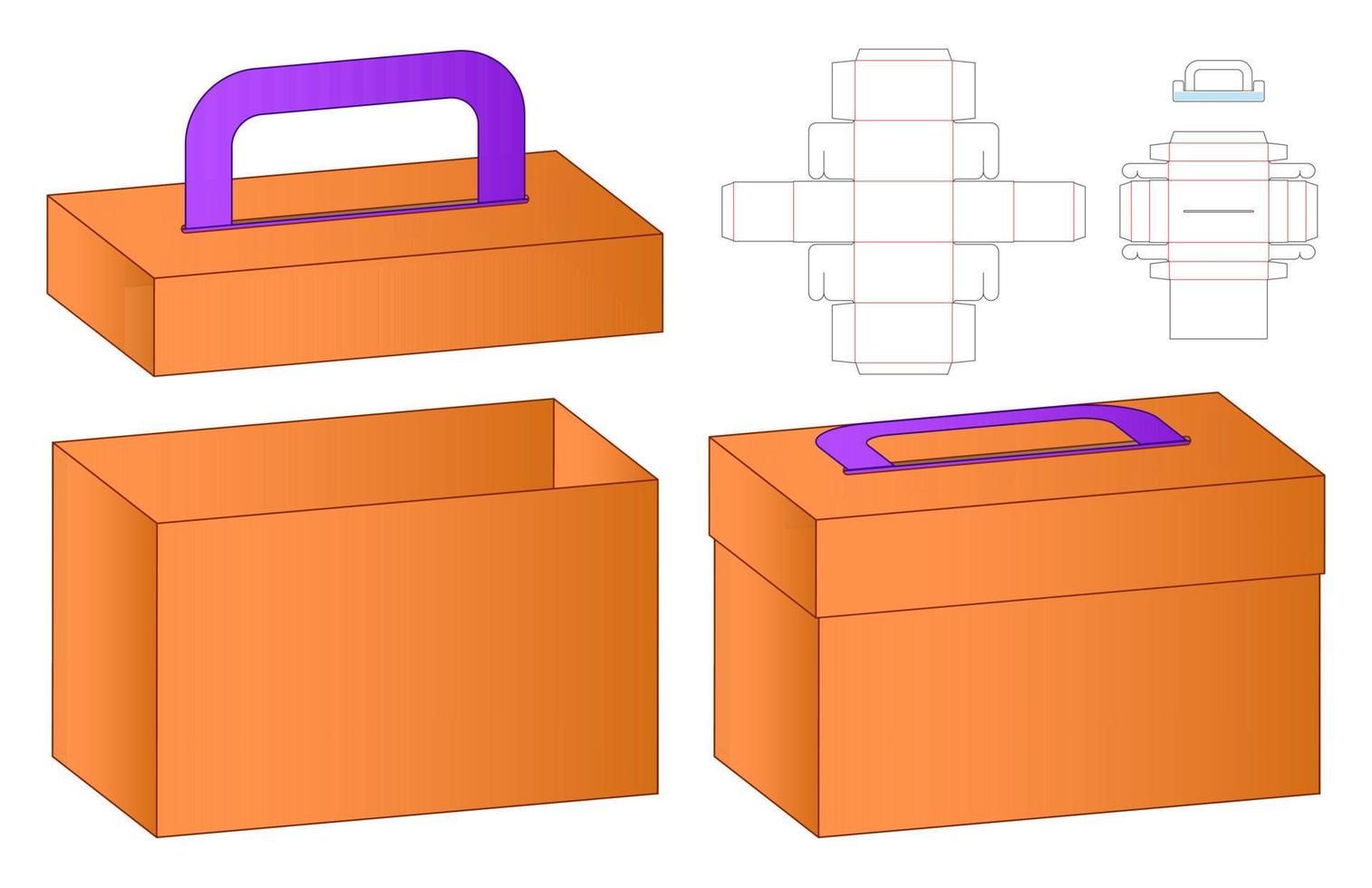 design de modelo cortado de embalagem de caixa. Maquete 3D vetor