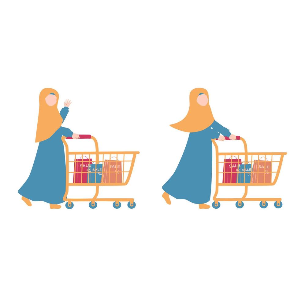 ilustração de compras de mulher muçulmana vetor