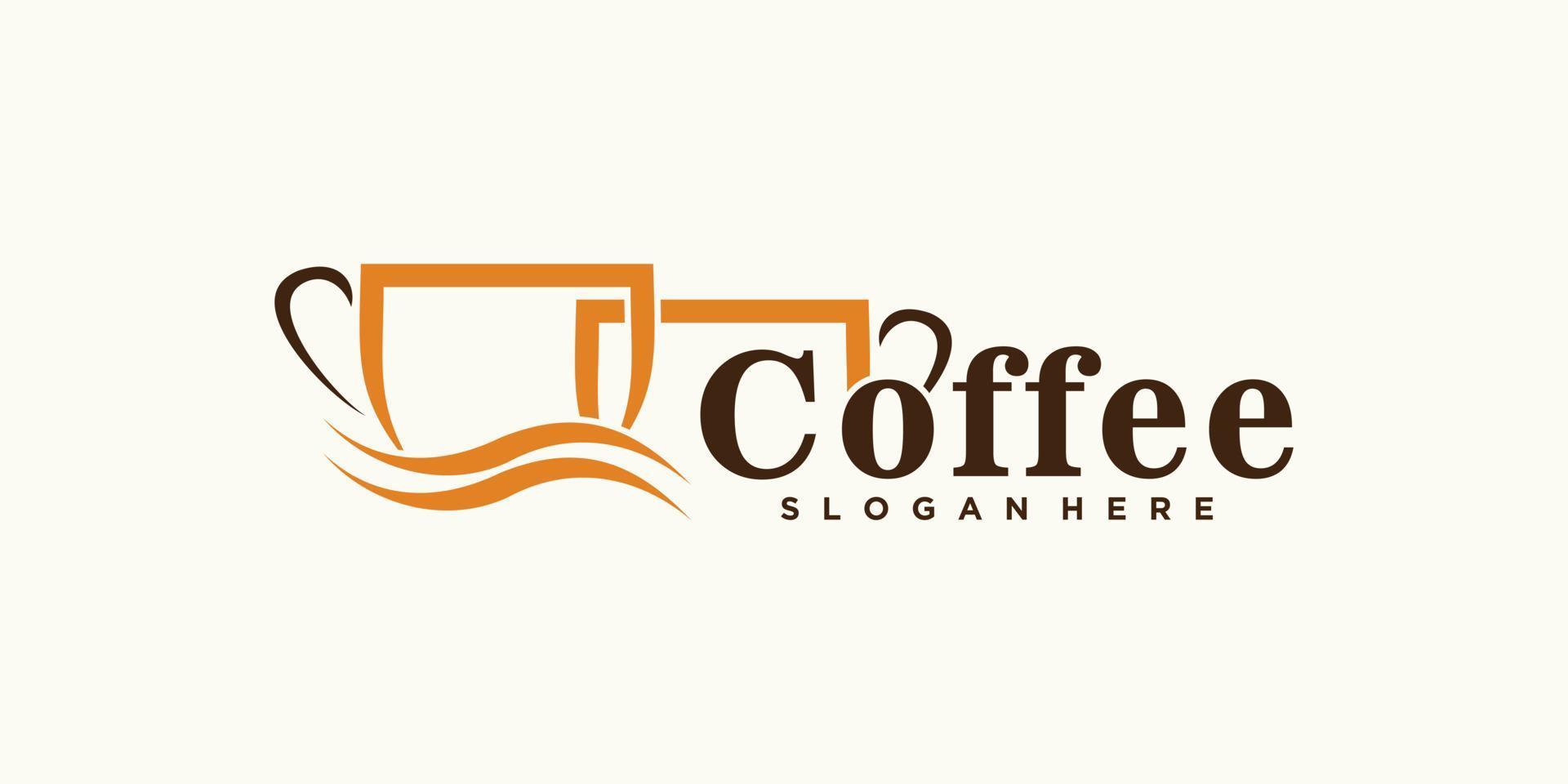 inspiração de design de logotipo de ícone de café para café ou restaurante com conceito moderno criativo vetor