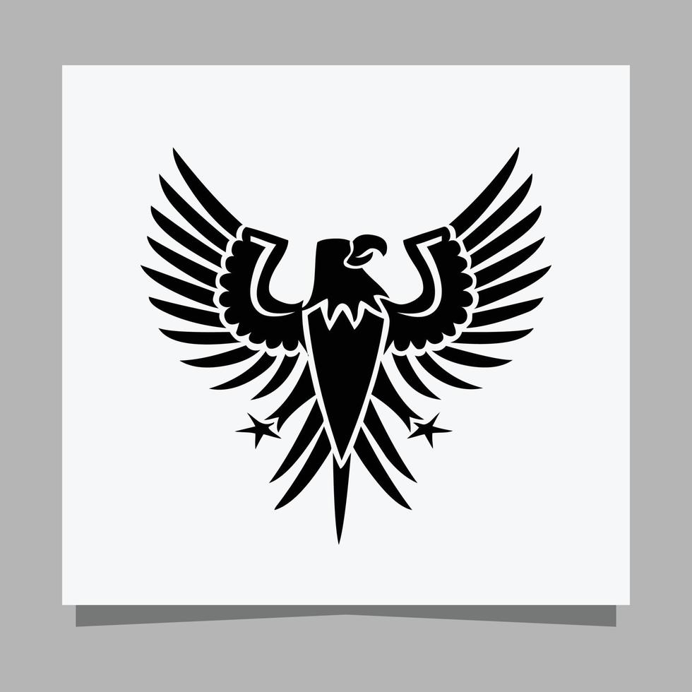 vector black eagle em papel branco é perfeito para logotipos, ilustrações, banners, panfletos, papéis de parede