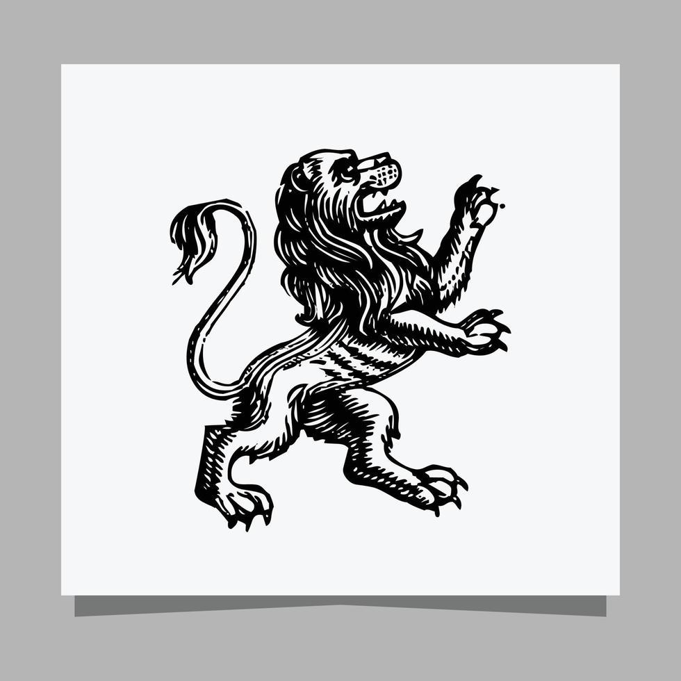 logotipo do leão preto em papel branco com sombra perfeita para logotipos de negócios e cartões de visita vetor