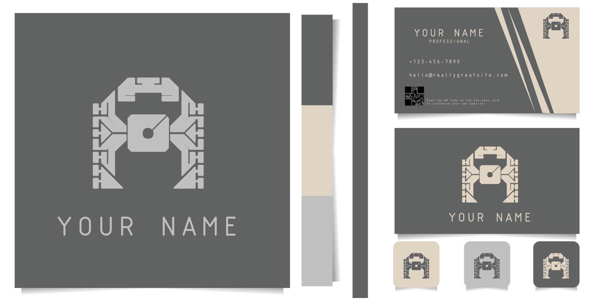 logotipo com um design de cartão de visita geométrico minimalista em cinza e branco para criar uma impressão limpa vetor