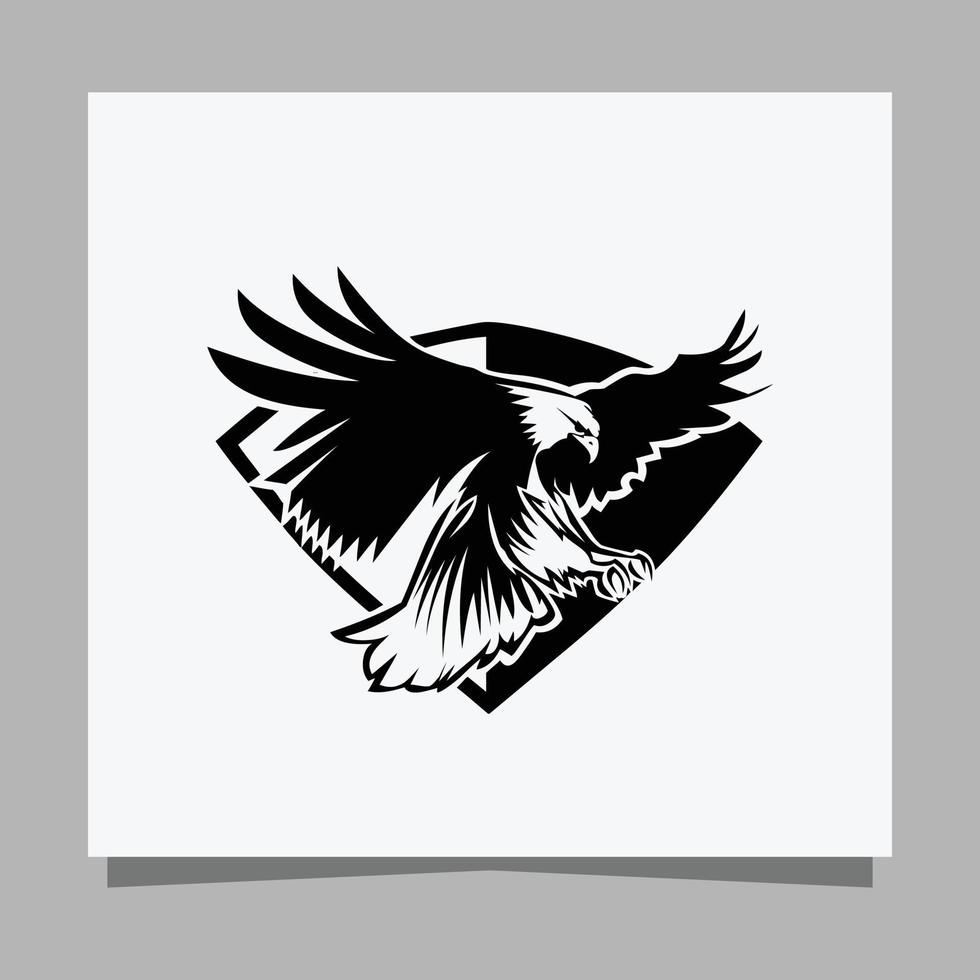 ilustração em vetor de uma águia negra em papel branco que é perfeito para logotipos, cartões de visita, emblemas e ícones.