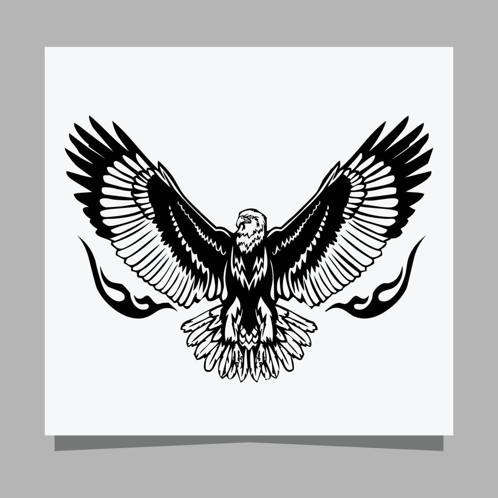 vector black eagle em papel branco é perfeito para logotipos, ilustrações, banners, panfletos, papéis de parede