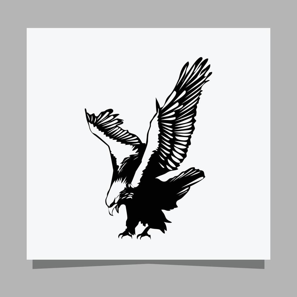 vector black eagle em papel branco é perfeito para logotipos, ilustrações, banners, panfletos, papéis de parede