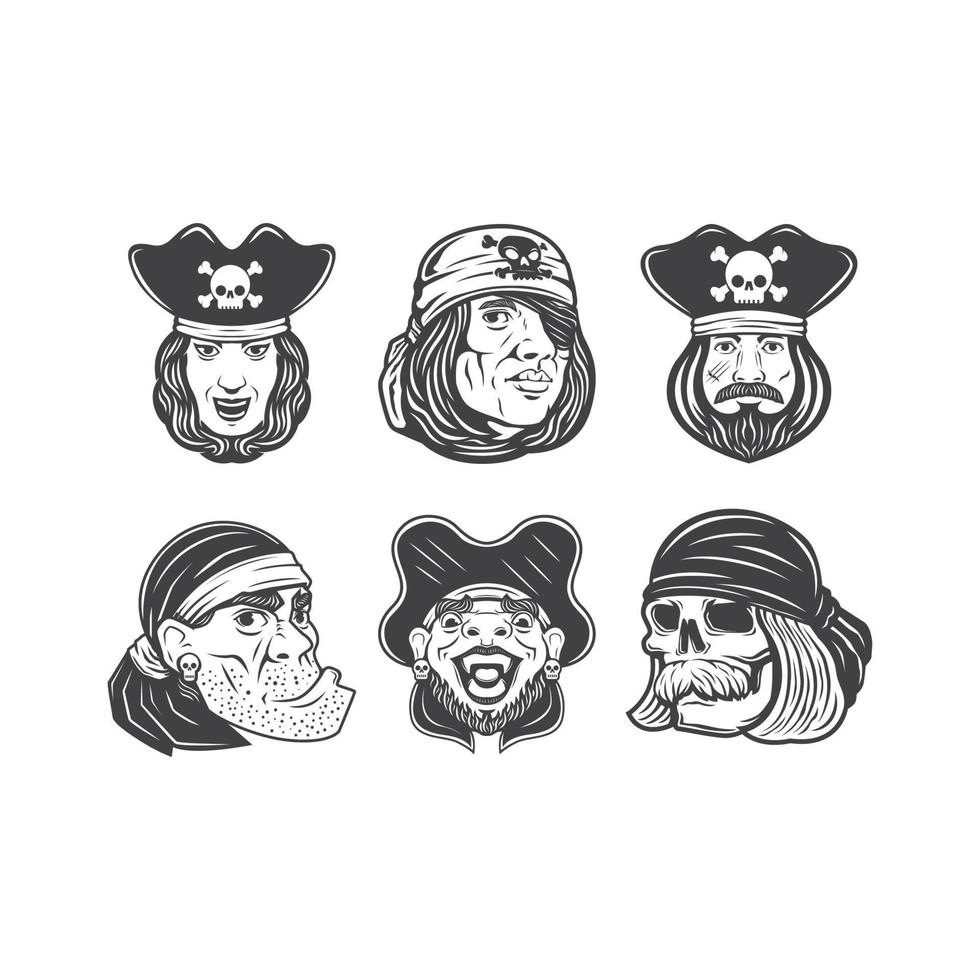 conjunto de ilustração vetorial de pessoas piratas vetor