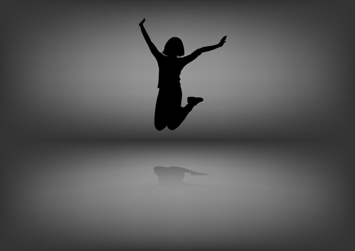 mulher de corpo silhueta pular com ilustração vetorial de fundo cinza vetor