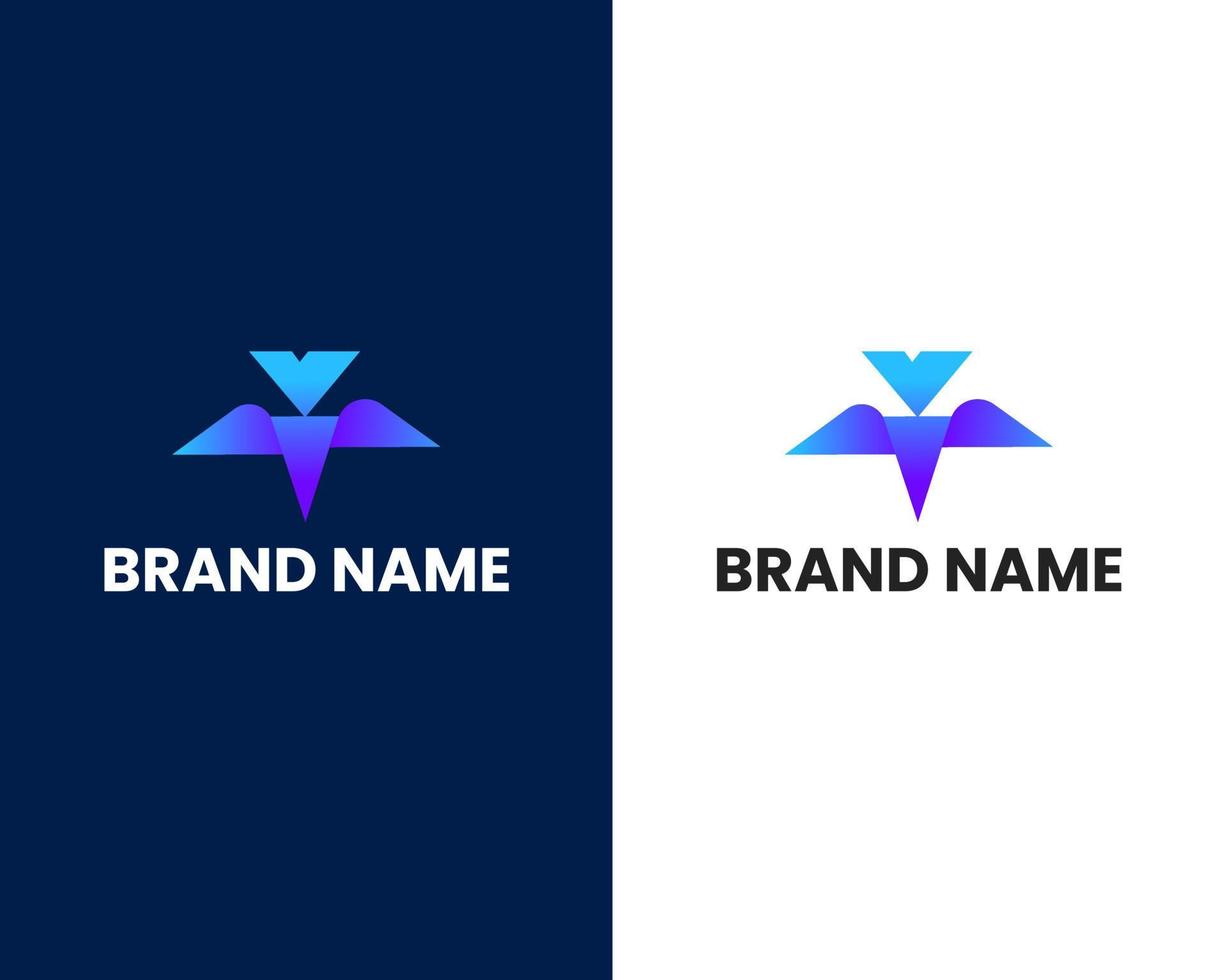 letra y e v marcam modelo de design de logotipo moderno vetor