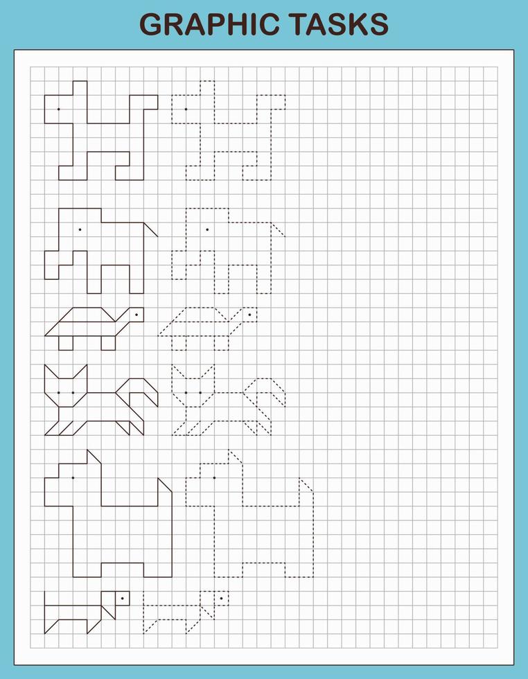 tarefas gráficas por células. jogos educativos para crianças vetor