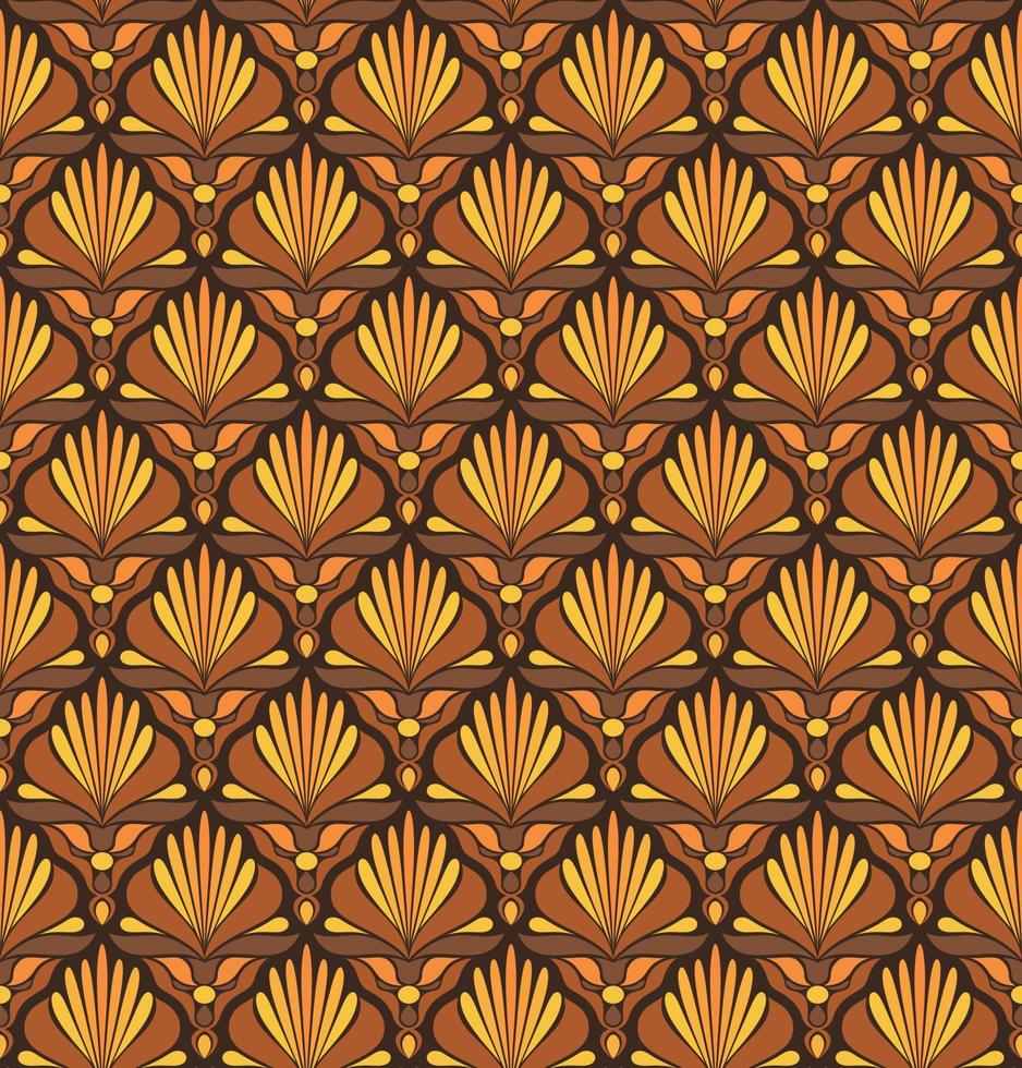 fundo vetorial sem costura em estilo art nouveau com elementos de plantas laranja vetor