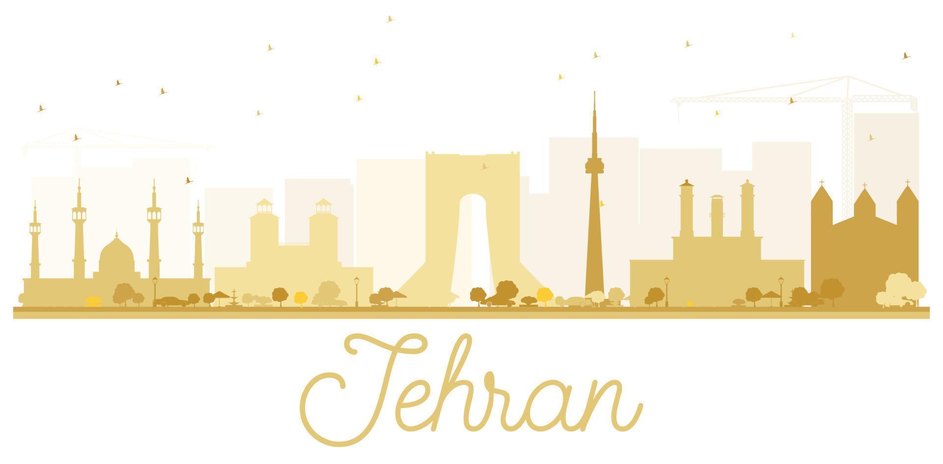 silhueta dourada do horizonte da cidade de Teerã. vetor