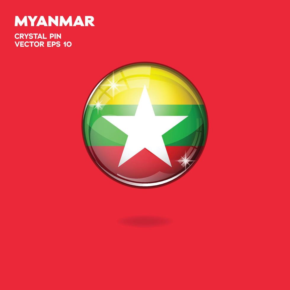 botões 3d da bandeira de mianmar vetor