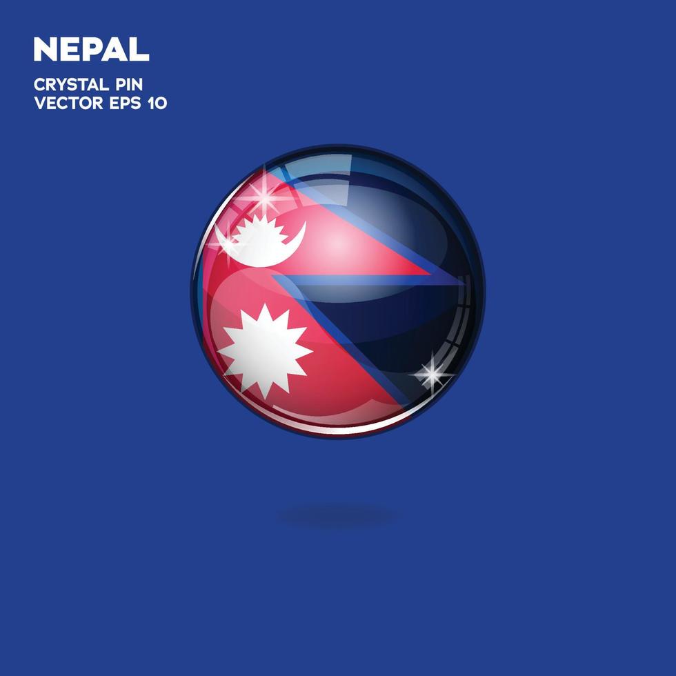 botões 3d da bandeira do nepal vetor