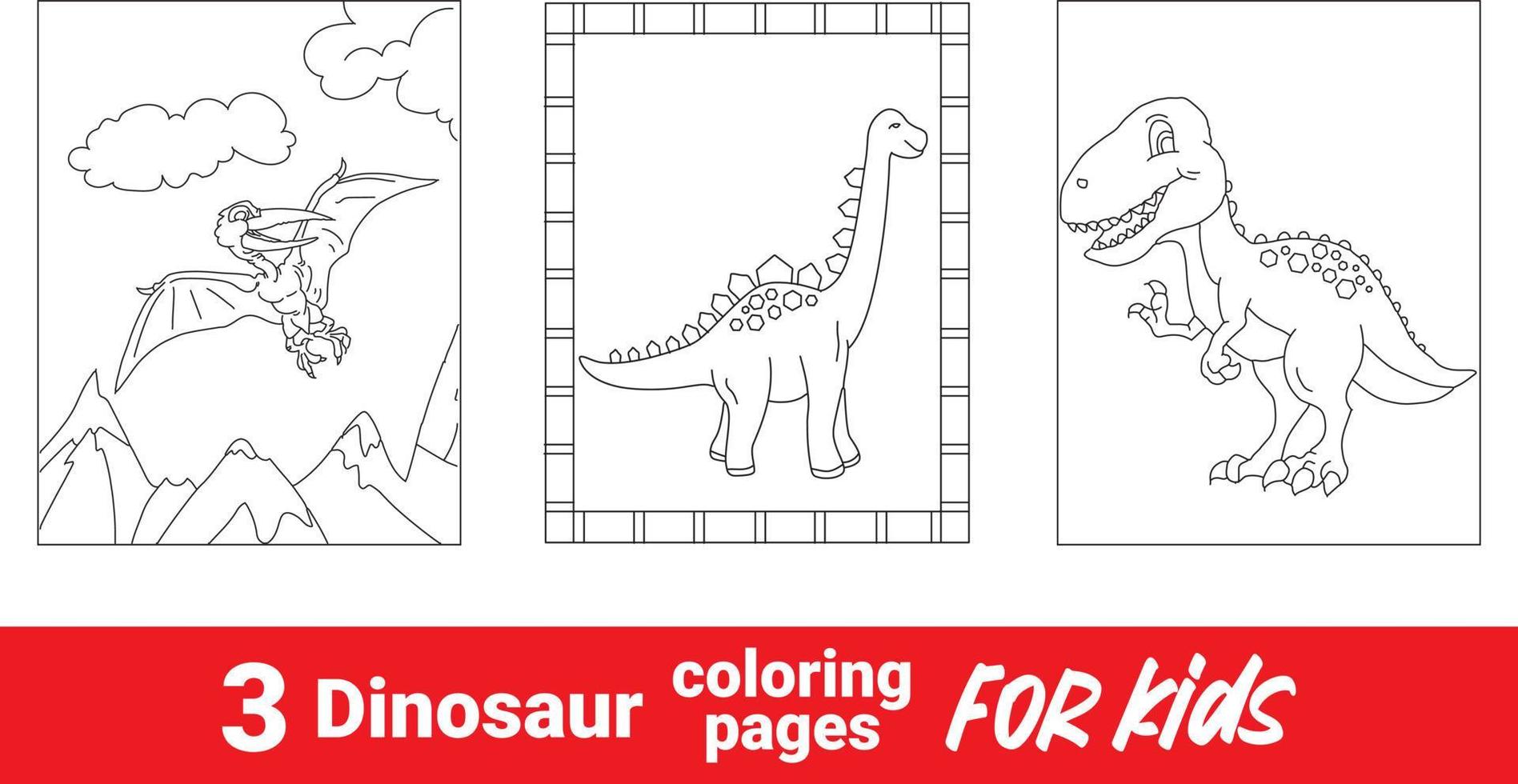 divertido livro de colorir de dinossauro para crianças. cena de contorno de coloração de paisagem pré-histórica de fundo animal bonito. estegossauro de dinossauro pré-histórico dos desenhos animados, livro para colorir, ilustração engraçada vetor