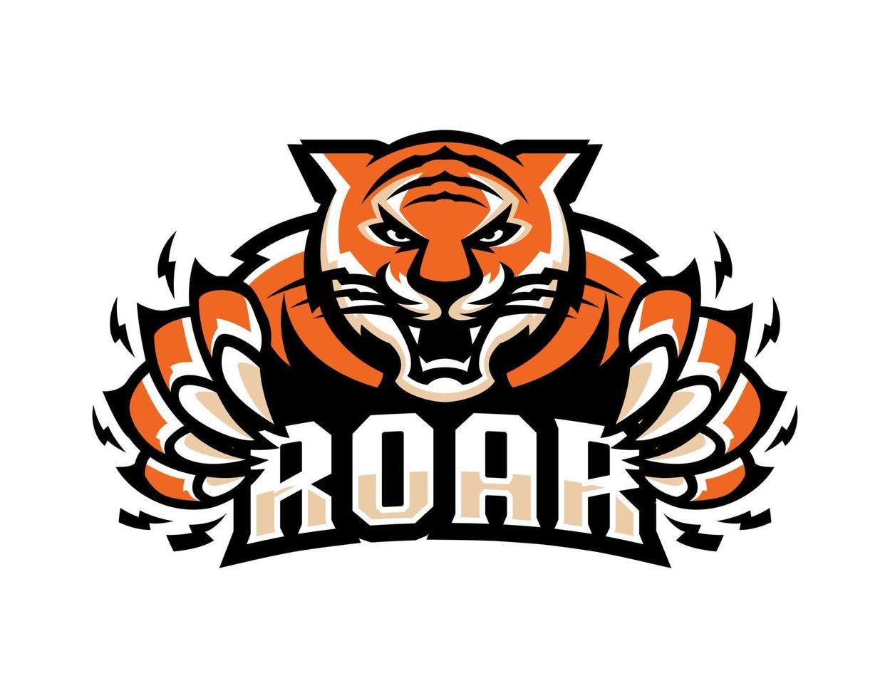 modelo de logotipo de ilustração de rugido de tigre vetor