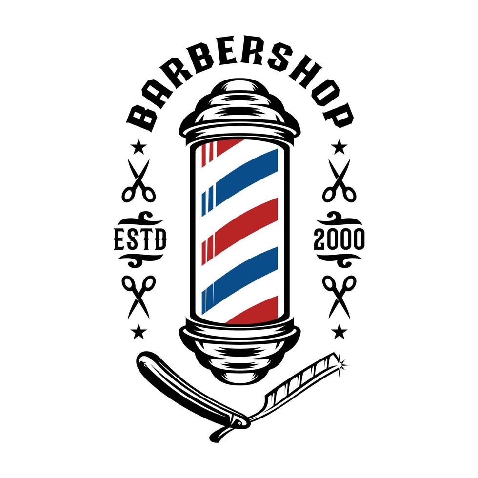 ilustração vintage de logotipo de poste de barbearia vetor