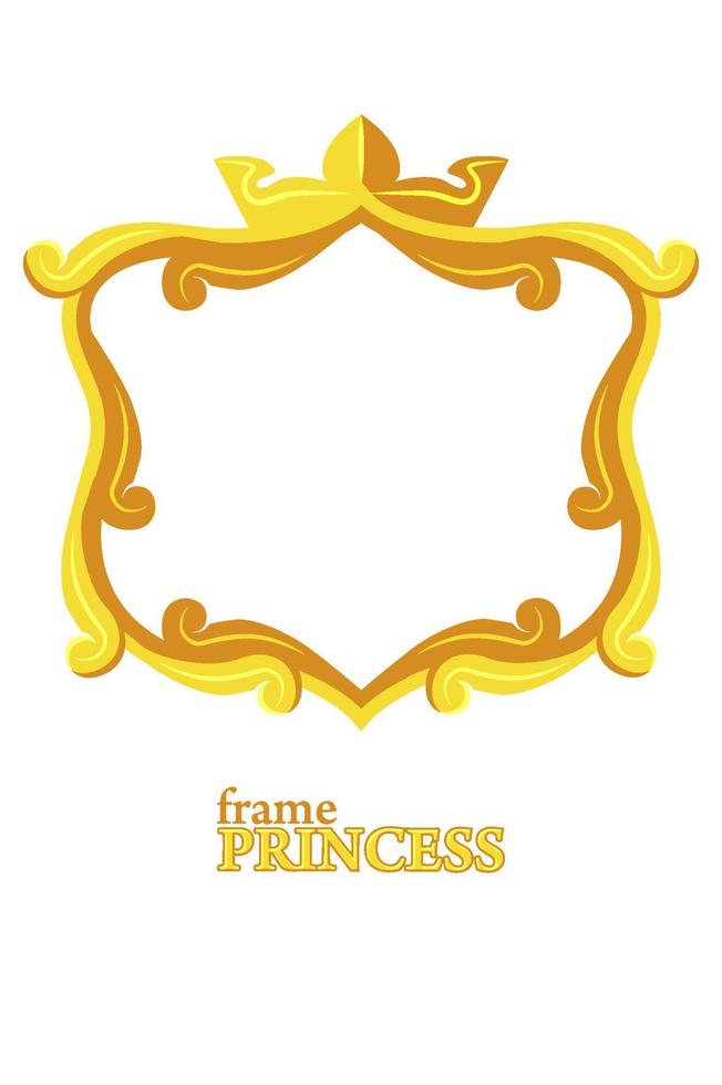 moldura de ouro princesa, avatares quadrados de desenho animado para design gráfico. ilustração vetorial bonitos modelos em branco reais para jogos. vetor