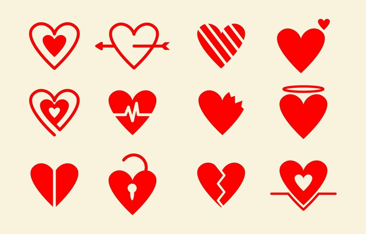 conjunto de ícones de coração vetor