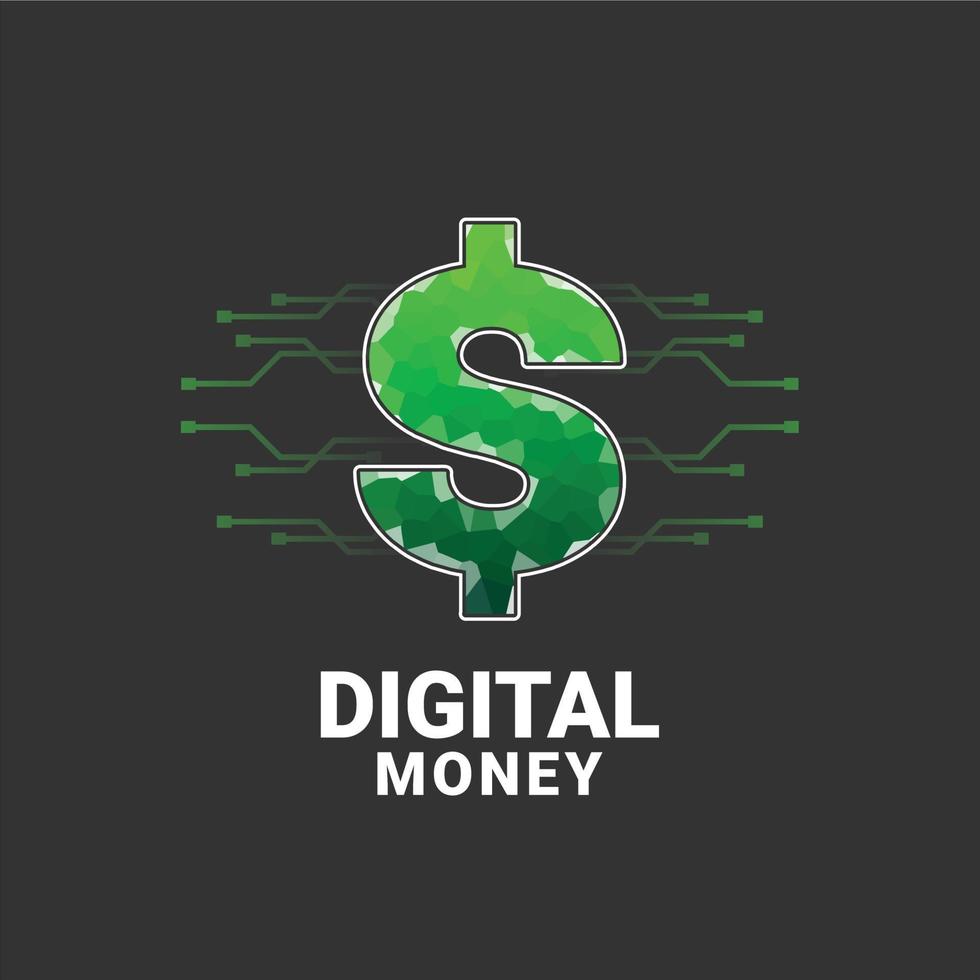 dinheiro digital icônico com embalagem elegante e simples vetor