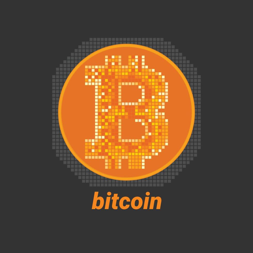 ícone de bitcoin com forma de ponto digital vetor