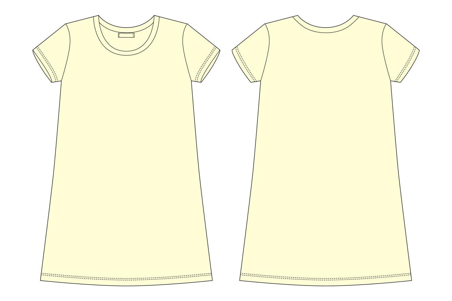 croqui técnico de camisa de algodão. cor amarelo claro. camisola para mulher. vetor
