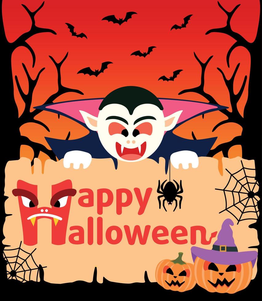 cartão de fundo de halloween com drácula vetor