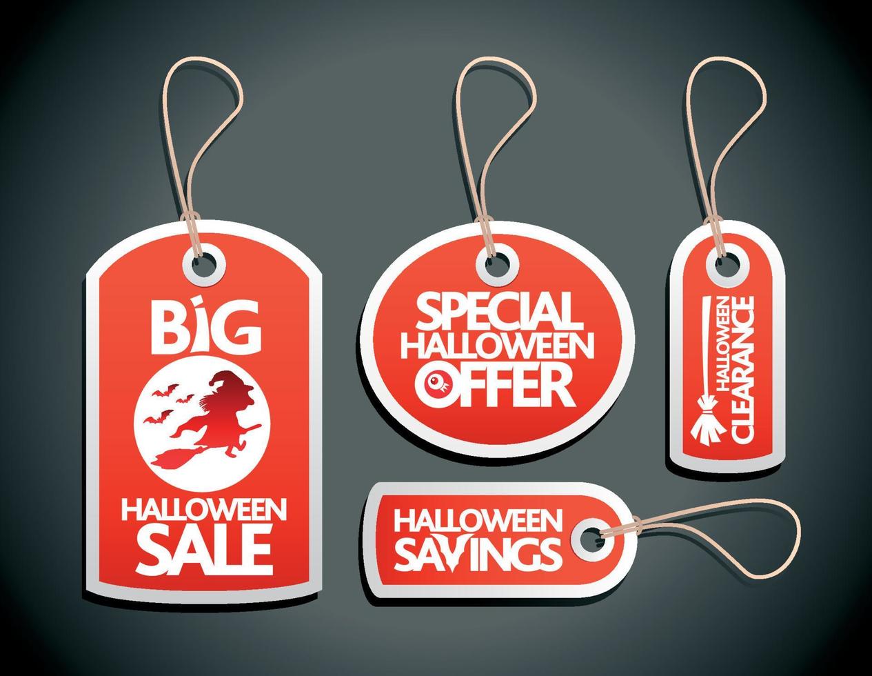 etiquetas de halloween de venda vermelha com bruxa vetor