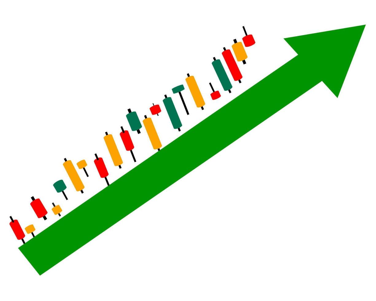 castiçais de negócios e seta no fundo branco vetor