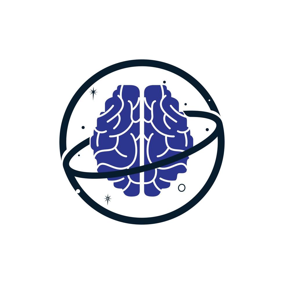 design de logotipo de vetor de planeta cérebro. conceito de logotipo intelectual e inteligente.