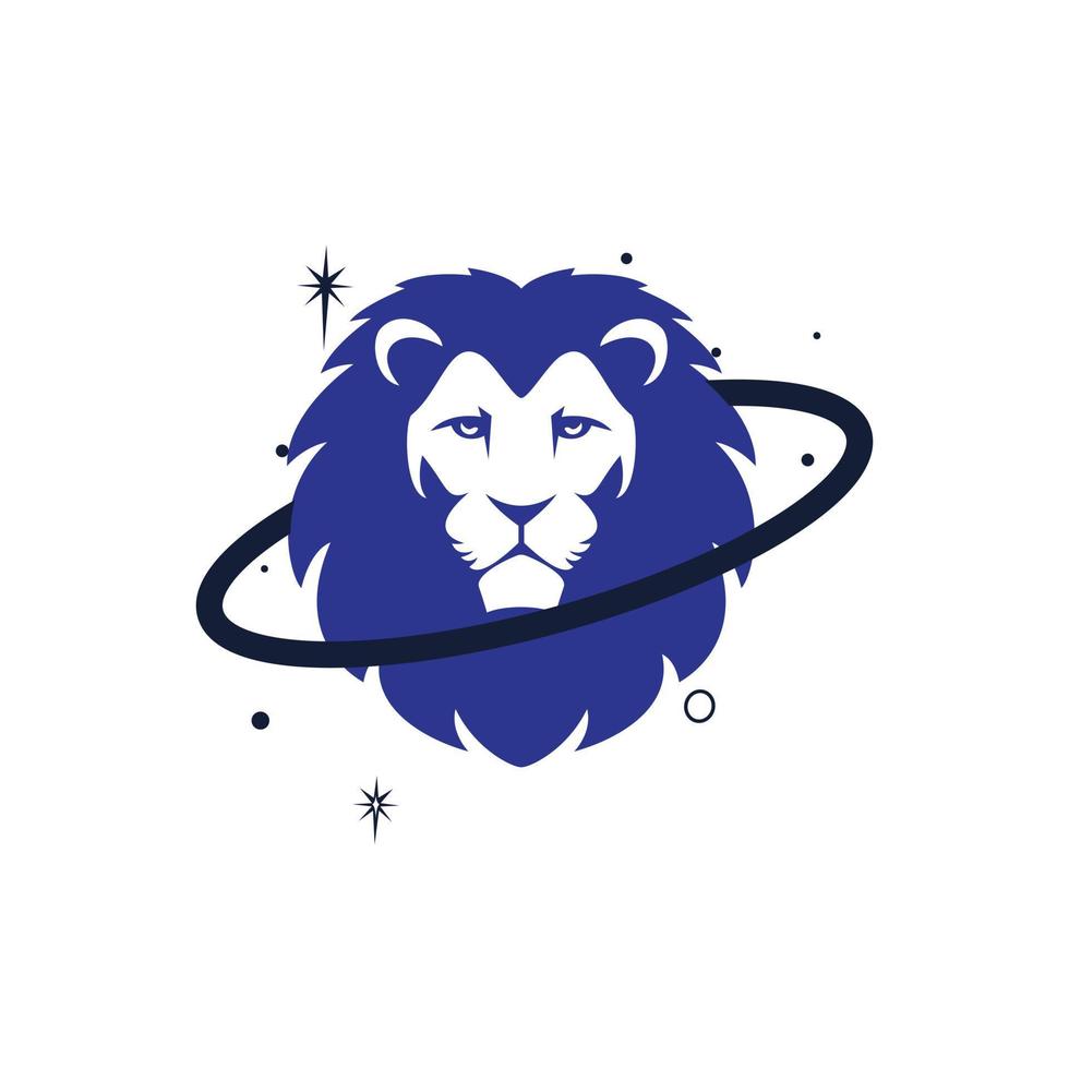 modelo de design de logotipo de vetor de planeta leão.