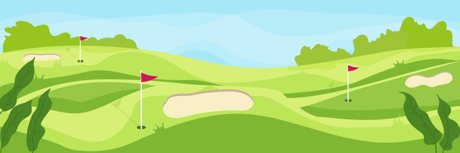 ilustração vetorial de campo de golfe. campo de atividade esportiva popular. vetor